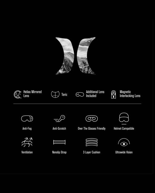 hombres Hurley espejo de plata gafas de nieve helix para adultos + lente magnética accesorios 8L2D458