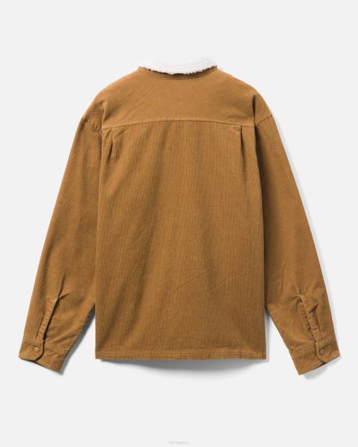 hombres Hurley Doodle dorado Camisa de manga larga con forro de sherpa de pana Bixby ropa 8L2D319