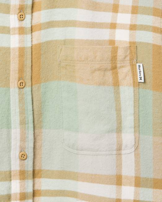 hombres Hurley Doodle dorado camisa de franela orgánica portland ropa 8L2D382