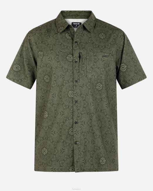 hombres Hurley aceituna camiseta manga corta h2o-dri rincon sierra ropa 8L2D76