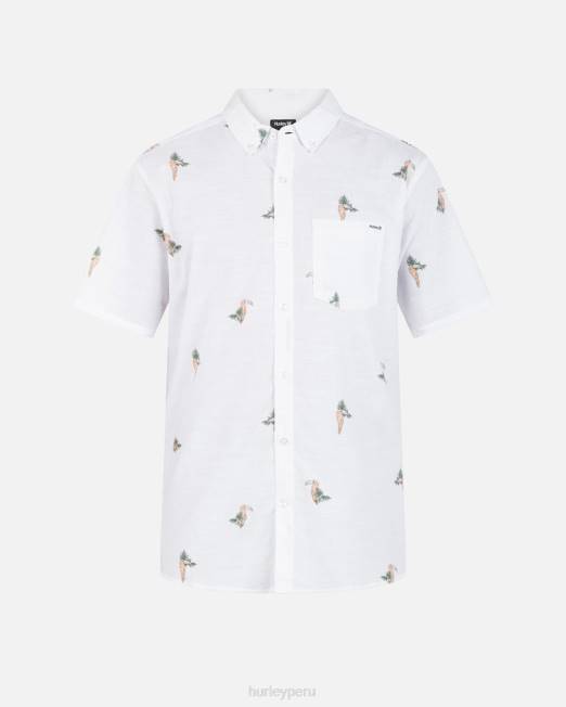 hombres Hurley blanco 2 una y única camisa elástica de manga corta ropa 8L2D284