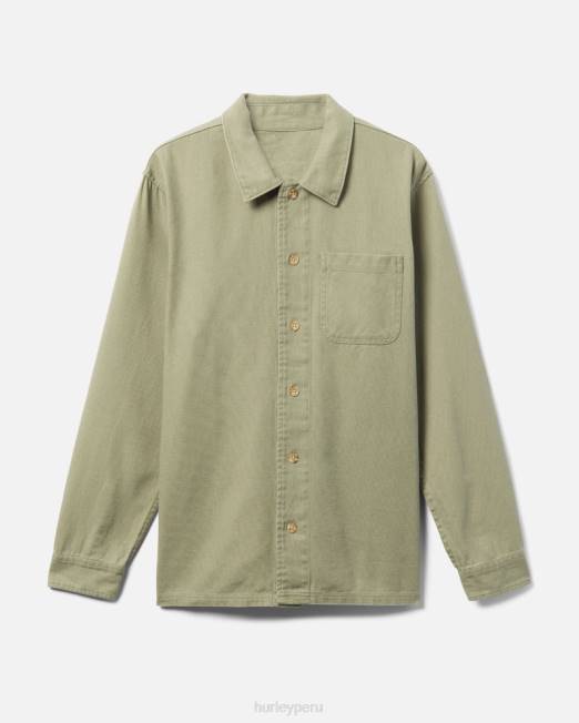 hombres Hurley ejército camisa de manga larga de lona bixby ropa 8L2D381
