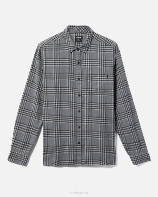 hombres Hurley gris piedra camisa de franela orgánica portland ropa 8L2D372