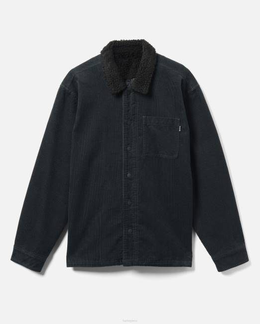 hombres Hurley gris piedra oscuro Camisa de manga larga con forro de sherpa de pana Bixby ropa 8L2D318
