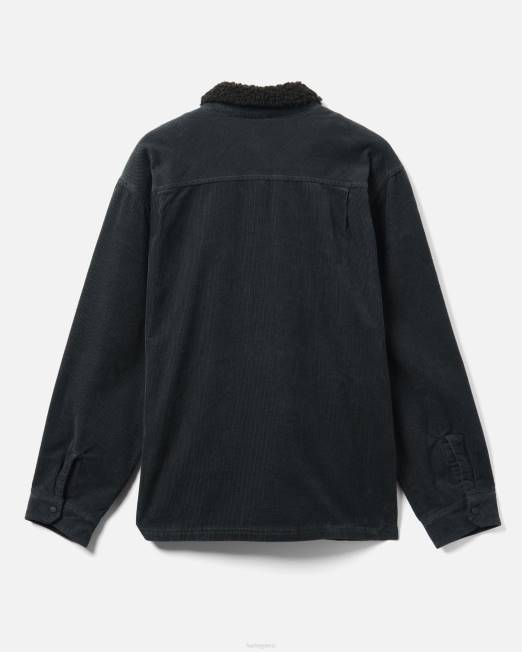 hombres Hurley gris piedra oscuro Camisa de manga larga con forro de sherpa de pana Bixby ropa 8L2D318