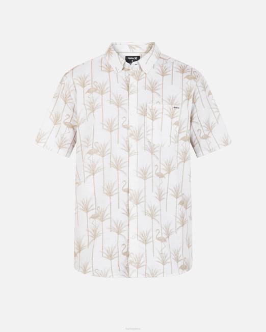 hombres Hurley hueso una y única camisa elástica de manga corta ropa 8L2D292
