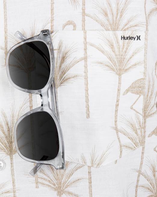 hombres Hurley hueso una y única camisa elástica de manga corta ropa 8L2D292