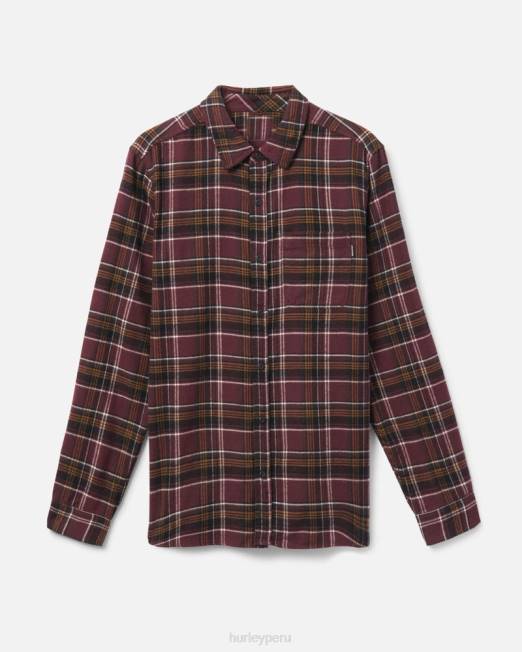 hombres Hurley marrón camisa de franela orgánica portland ropa 8L2D366