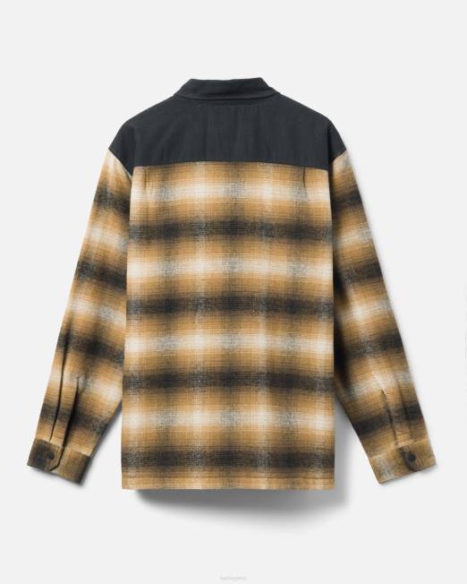 hombres Hurley negro camisa manga larga bixby overshirt ropa 8L2D325