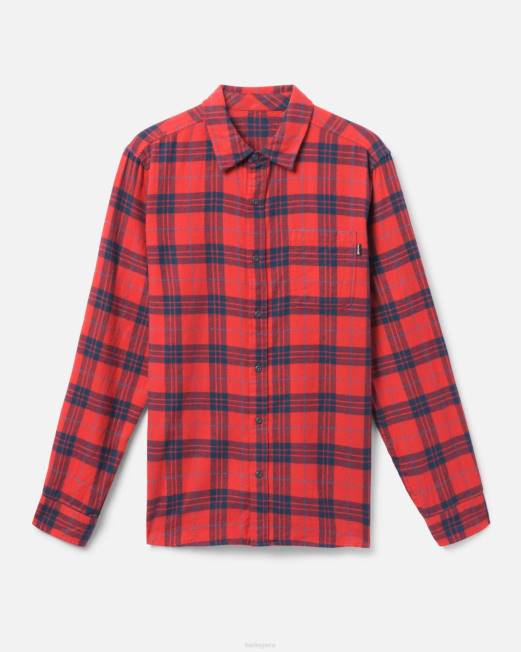 hombres Hurley rojo real camisa de franela orgánica portland ropa 8L2D386