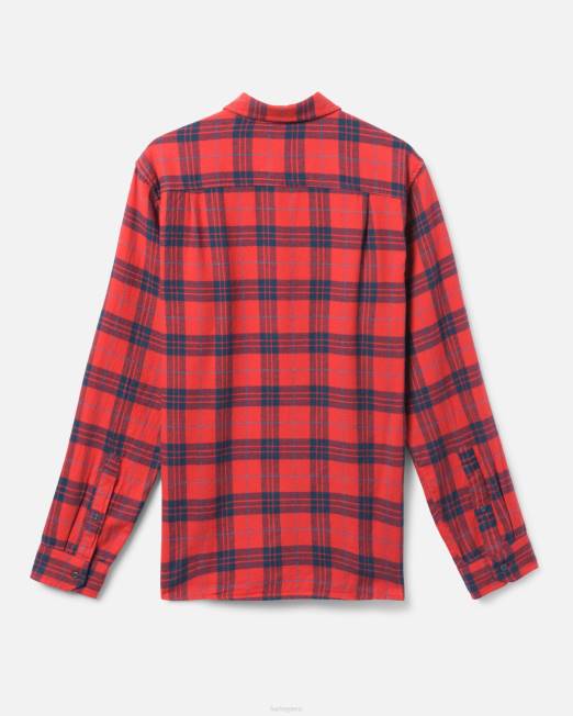 hombres Hurley rojo real camisa de franela orgánica portland ropa 8L2D386