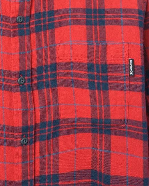 hombres Hurley rojo real camisa de franela orgánica portland ropa 8L2D386