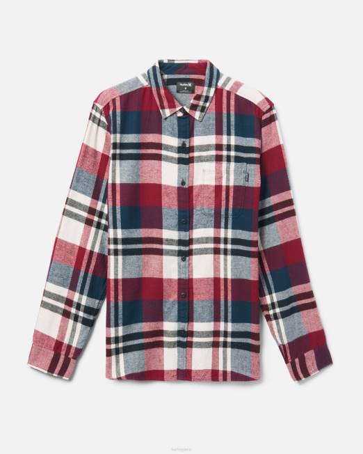 hombres Hurley rojo verdadero camisa de franela orgánica portland ropa 8L2D376