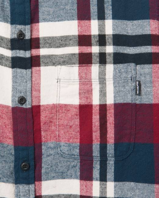 hombres Hurley rojo verdadero camisa de franela orgánica portland ropa 8L2D376
