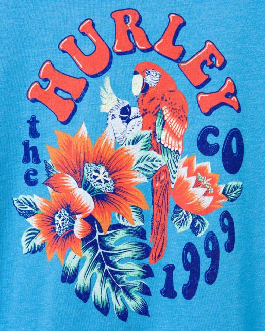 hombres Hurley azul indo fiesta de loros de todos los días manga corta ropa 8L2D402
