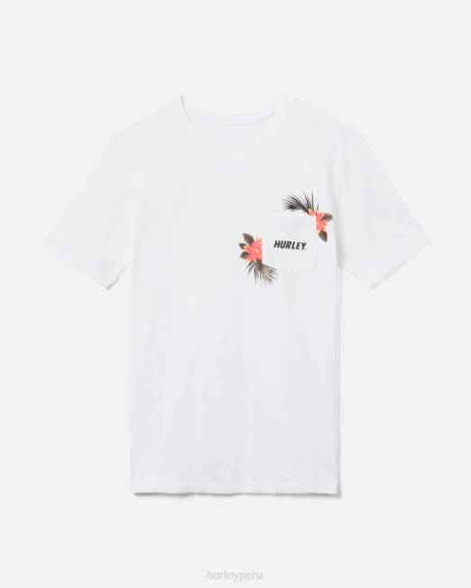 hombres Hurley blanco Camiseta de manga corta con bolsillo Fastlane de Ala Moana lavada todos los días ropa 8L2D405