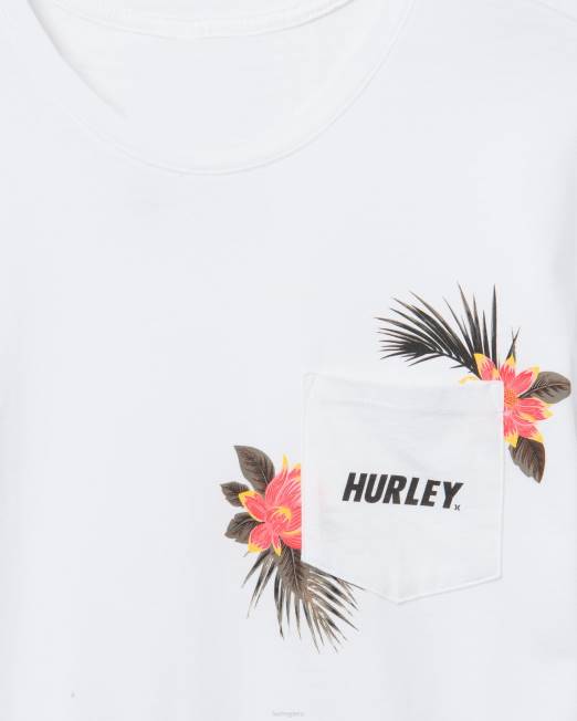 hombres Hurley blanco Camiseta de manga corta con bolsillo Fastlane de Ala Moana lavada todos los días ropa 8L2D405