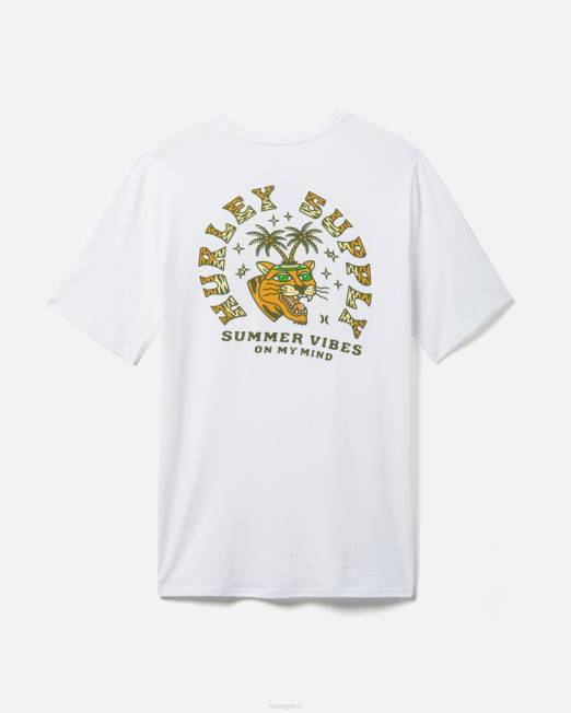 hombres Hurley blanco Manga corta Summer Vibes lavada para todos los días. ropa 8L2D368