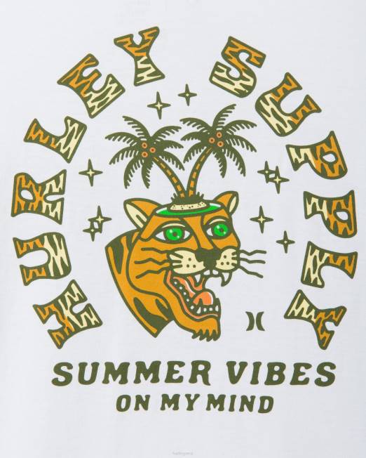 hombres Hurley blanco Manga corta Summer Vibes lavada para todos los días. ropa 8L2D368
