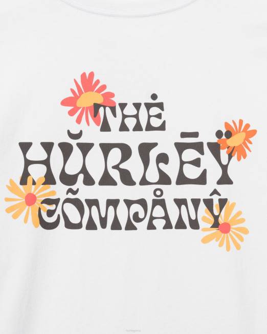 hombres Hurley blanco camiseta con flores muertas recicladas de todos los días ropa 8L2D332