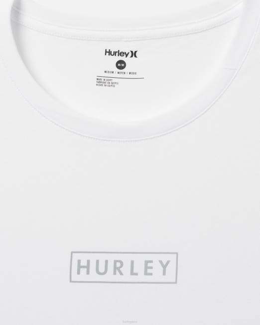 hombres Hurley blanco camiseta con gráfico de jersey de algodón con logo en caja ropa 8L2D37
