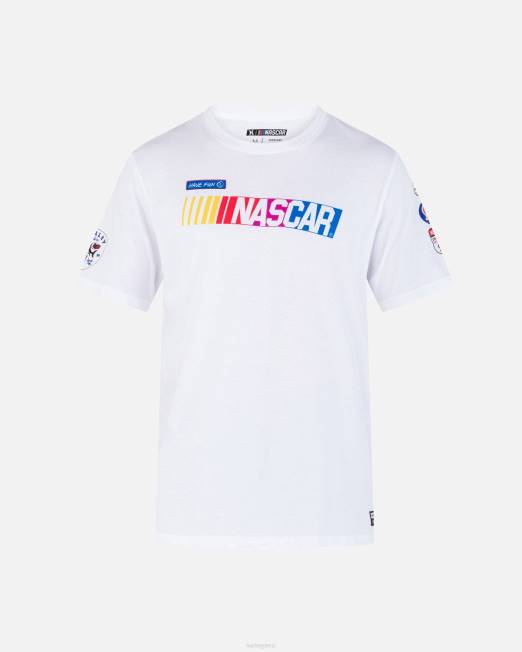 hombres Hurley blanco camiseta de manga corta con parche nascar x daily ropa 8L2D261