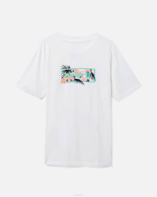 hombres Hurley blanco camiseta de manga corta con óptica tropical lavada de todos los días ropa 8L2D399