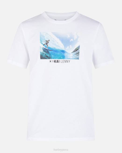 hombres Hurley blanco camiseta de manga corta kai lenny x para todos los días ropa 8L2D272