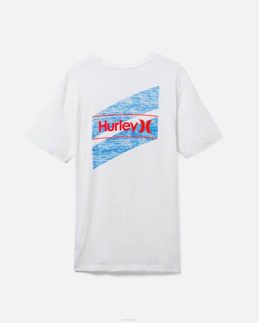 hombres Hurley blanco camiseta de manga corta lavada y única con cortes todos los días ropa 8L2D379