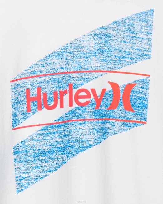 hombres Hurley blanco camiseta de manga corta lavada y única con cortes todos los días ropa 8L2D379