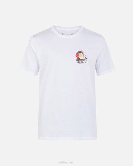 hombres Hurley blanco camiseta de manga corta para fiesta en la isla de todos los días ropa 8L2D66