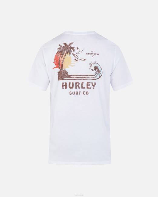 hombres Hurley blanco camiseta de manga corta para fiesta en la isla de todos los días ropa 8L2D66