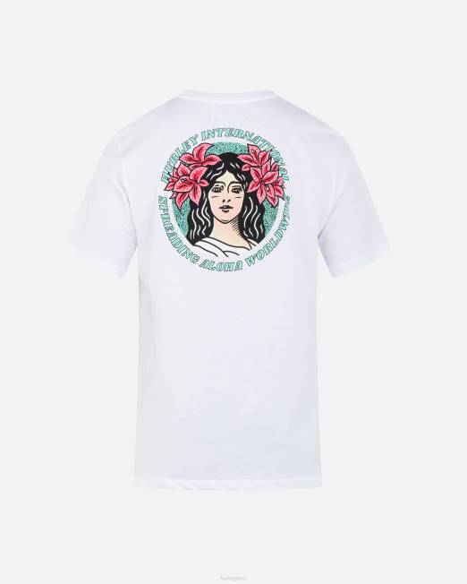 hombres Hurley blanco camiseta de manga corta para mujer aloha de todos los días ropa 8L2D72