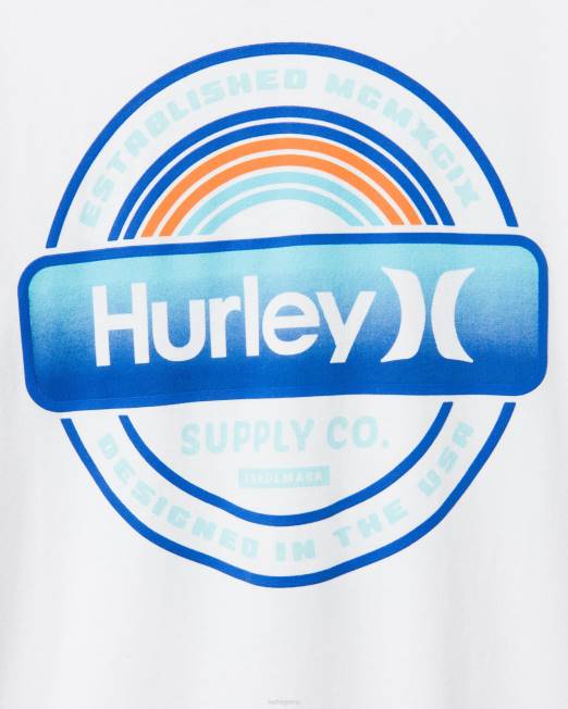 hombres Hurley blanco etiqueta de todos los días manga corta ropa 8L2D316