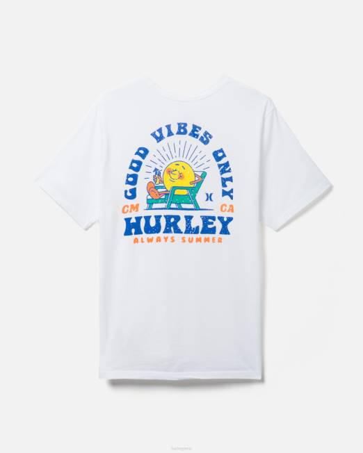 hombres Hurley blanco manga corta lavada para vacaciones todos los días ropa 8L2D296