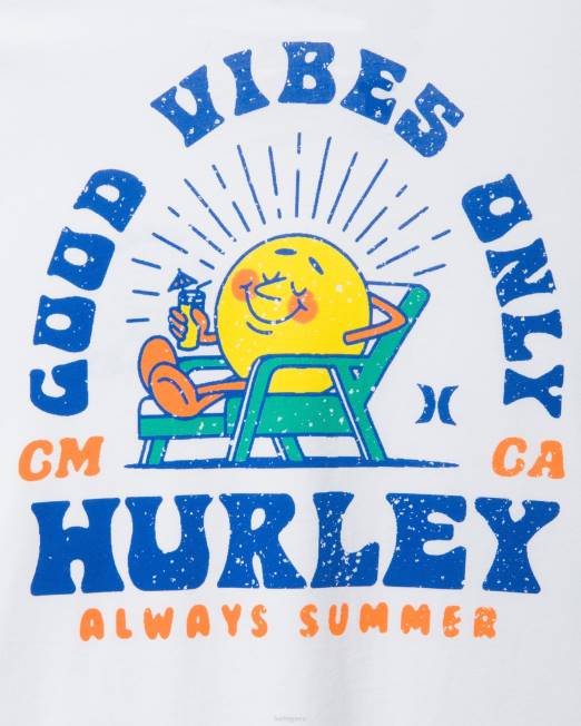 hombres Hurley blanco manga corta lavada para vacaciones todos los días ropa 8L2D296