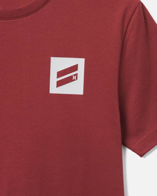 hombres Hurley borgoña existe camiseta de rendimiento de manga corta seca bootcamp ropa 8L2D39