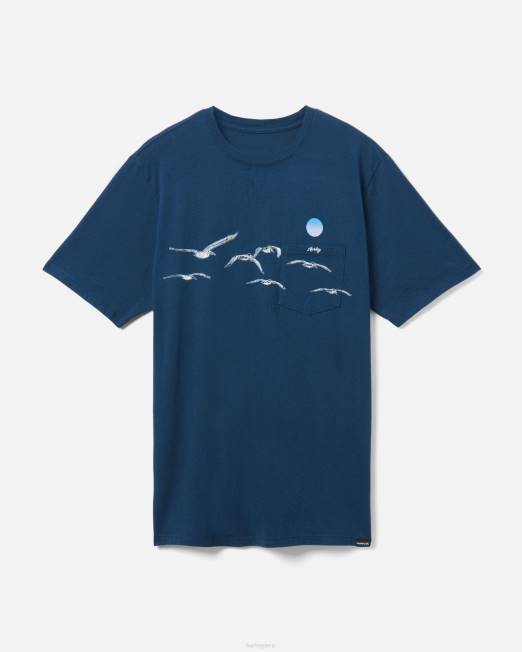 hombres Hurley fuerza nocturna camiseta con bolsillo flocado para todos los días ropa 8L2D288