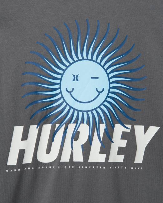 hombres Hurley gris ion camiseta de chico feliz del sol explora todos los días ropa 8L2D295