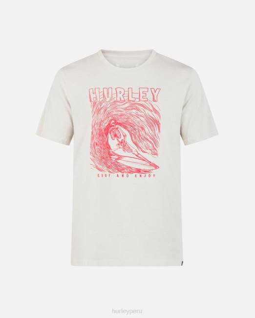 hombres Hurley hueso camiseta de manga corta de surf skelly para todos los días ropa 8L2D25