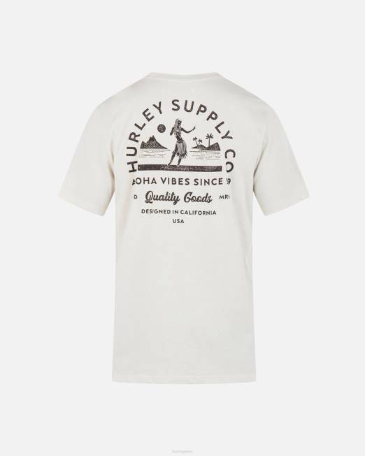 hombres Hurley hueso camiseta de manga corta nacida todos los días para hula ropa 8L2D26