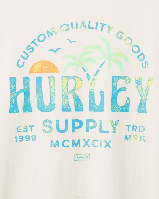 hombres Hurley hueso manga corta con doble palma todos los días ropa 8L2D310