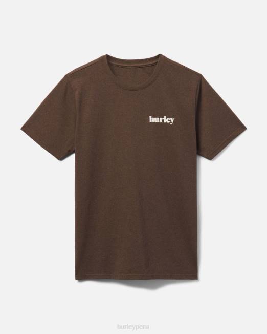 hombres Hurley marrón Manga corta abullonada con parte inferior reciclada para todos los días. ropa 8L2D355