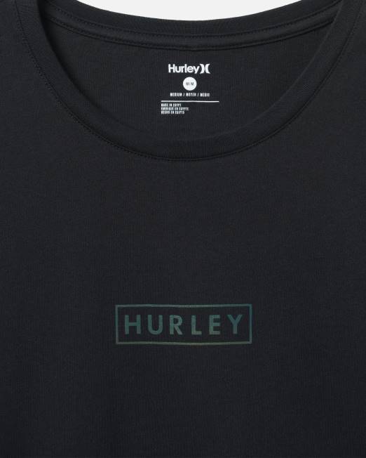 hombres Hurley negro camiseta con gráfico de jersey de algodón con logo en caja ropa 8L2D32