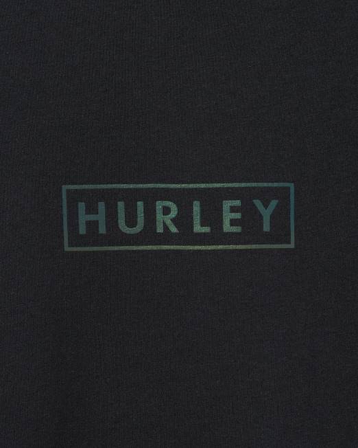 hombres Hurley negro camiseta con gráfico de jersey de algodón con logo en caja ropa 8L2D32