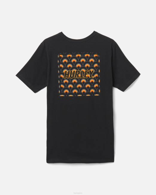 hombres Hurley negro camiseta de cuatro esquinas de todos los días ropa 8L2D300