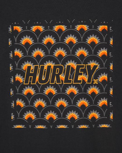 hombres Hurley negro camiseta de cuatro esquinas de todos los días ropa 8L2D300