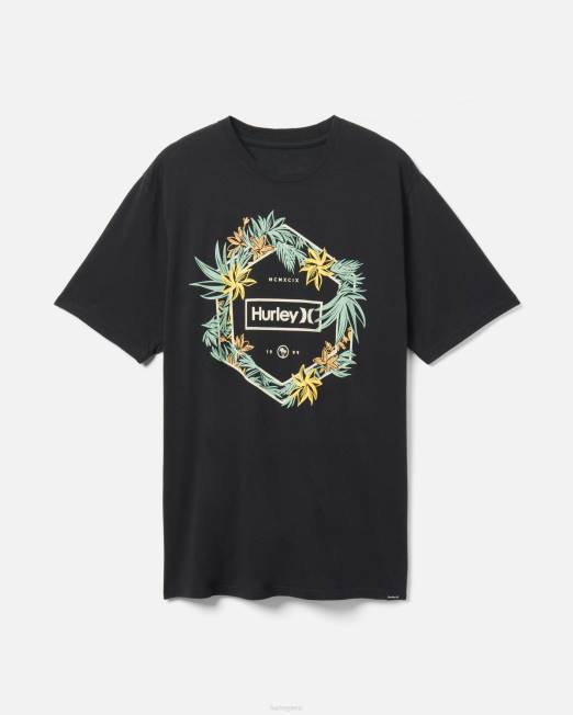 hombres Hurley negro camiseta de jungla de todos los días ropa 8L2D380