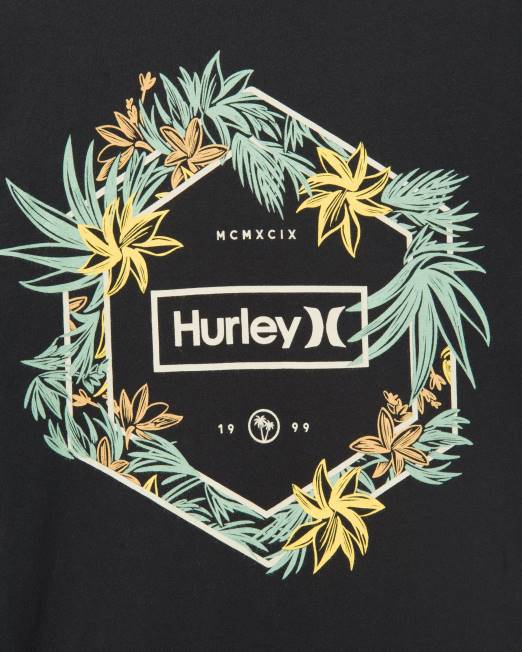 hombres Hurley negro camiseta de jungla de todos los días ropa 8L2D380