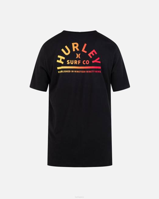 hombres Hurley negro camiseta de manga corta con media luna para todos los días ropa 8L2D64